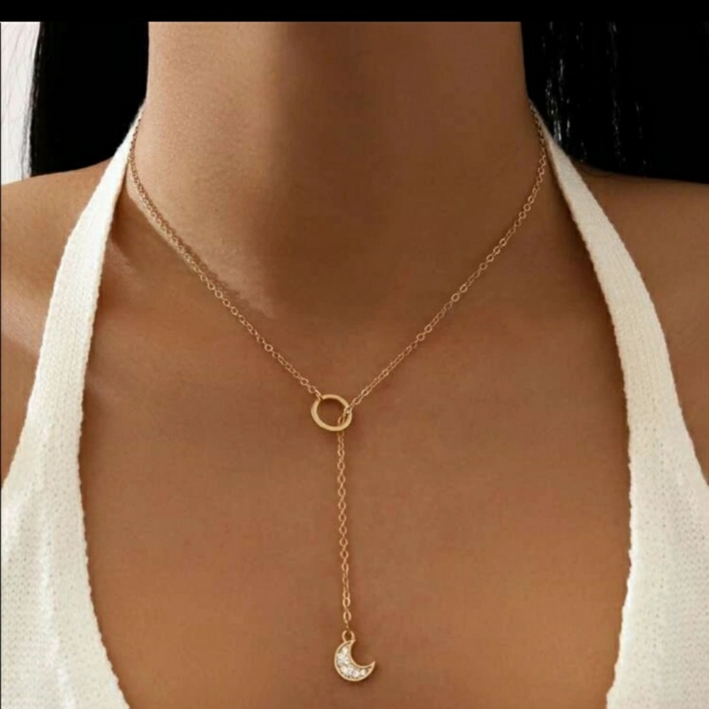 Rhinestone moon necklace